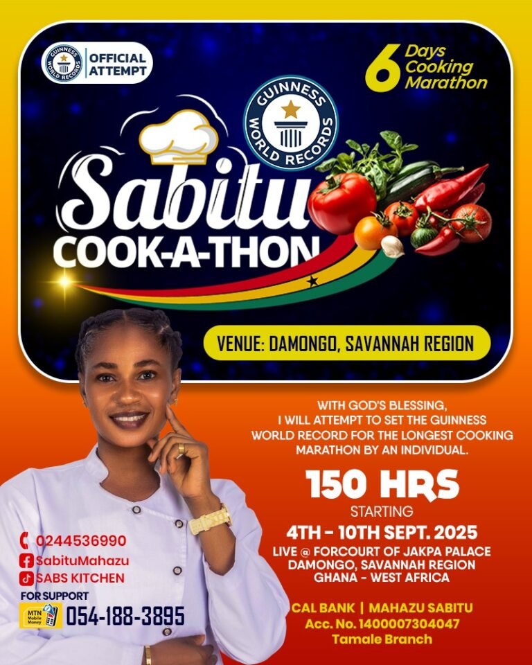 Gonja Lady Sabitu Sets Sights on Guinness World Record with 150-Hour Cooking Marathon